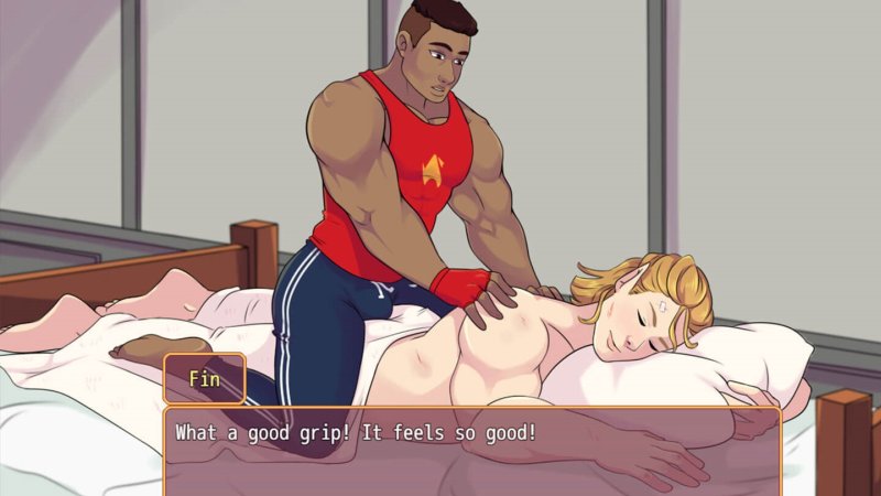 Hombre adulto ilustrado descansando junto a una cama en una escena narrativa.