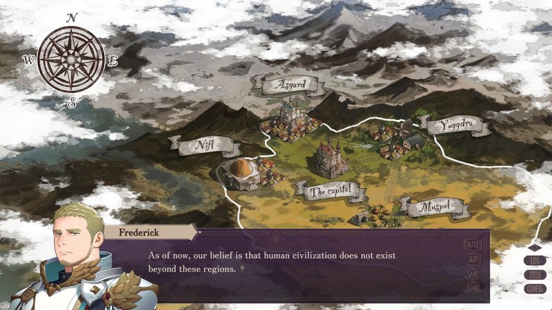 Mapa dibujado a mano de un asentamiento fantástico en una novela visual.