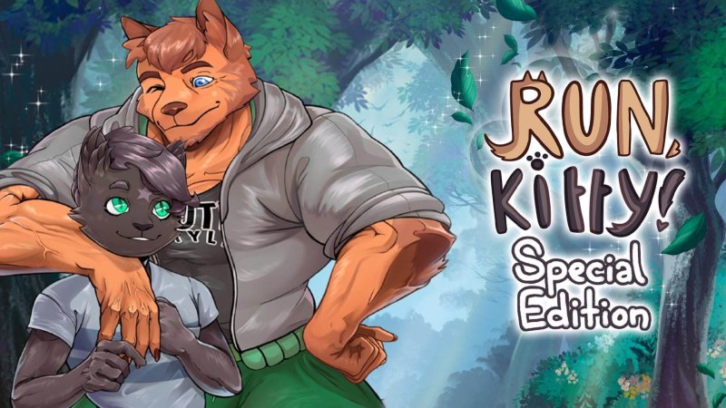 Ilustración promocional de Run, Kitty! Special Edition con dos personajes furry.