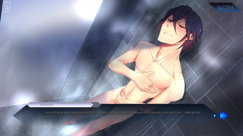 Personaje masculino con el torso descubierto en un interior con vapor.